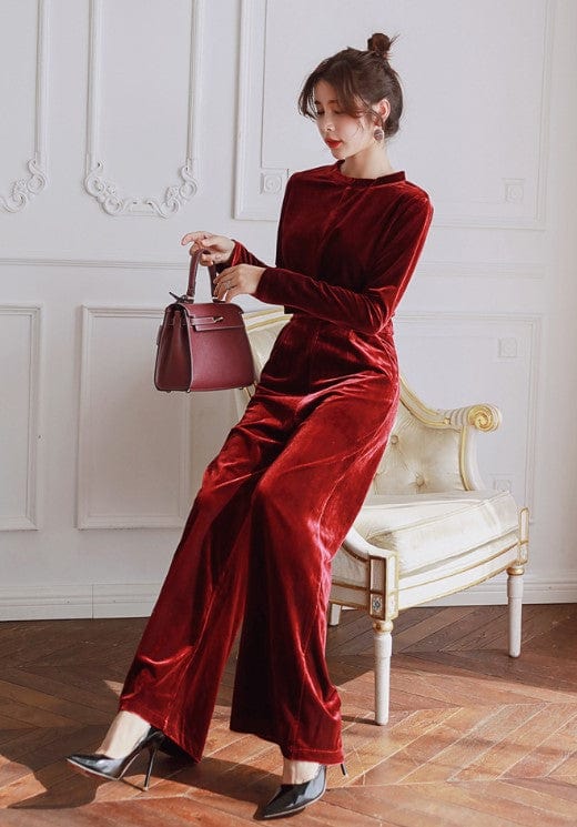 ZYHT 2022 Autumn Elegant Vintage Co-ord Sets New Women's Velvet Casual Suit Two Piece Pants Set