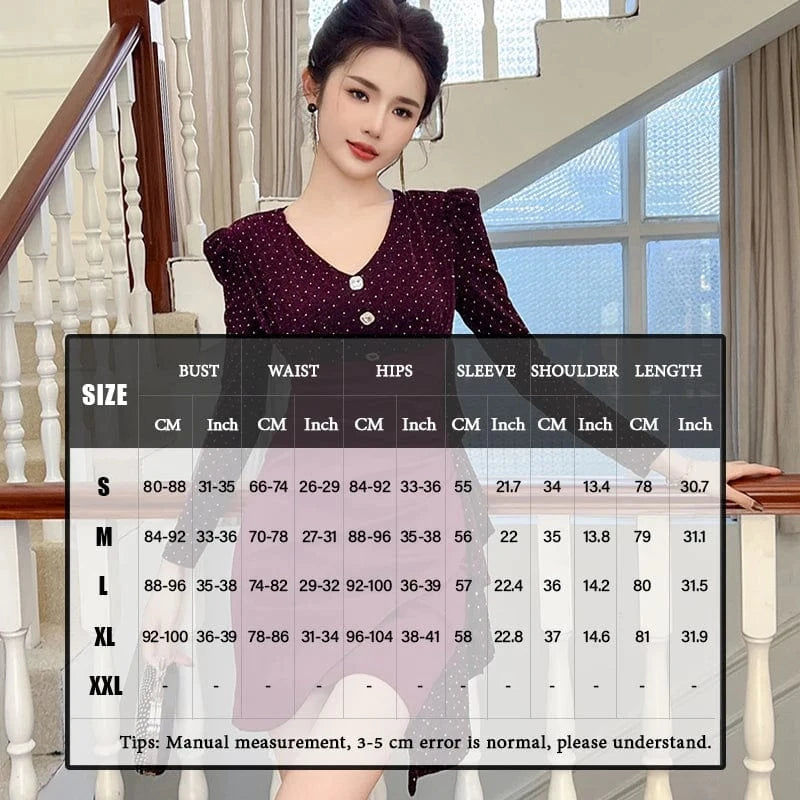 ZYHT 50706 2024 Spring Fashion Polka Dot V Neck Ruffle Irregular Mini Dress Contrasting Colors High Waist Dress