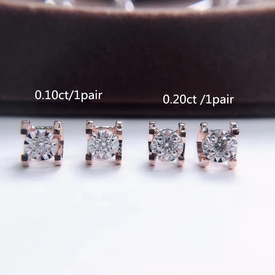 0.05ct Rose gold Pure gold jewelry wholesale women trendy single diamond 18k solid gold earring