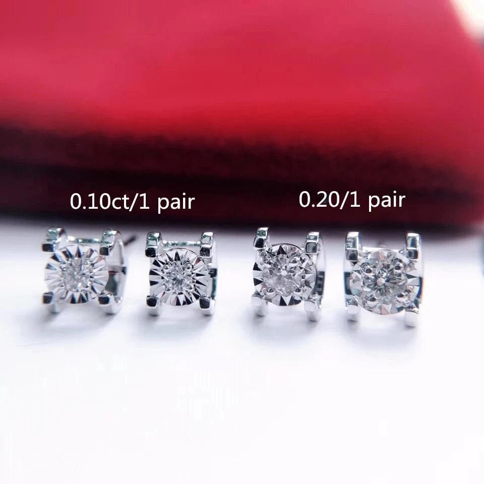 0.05ct white Pure gold jewelry wholesale women trendy single diamond 18k solid gold earring