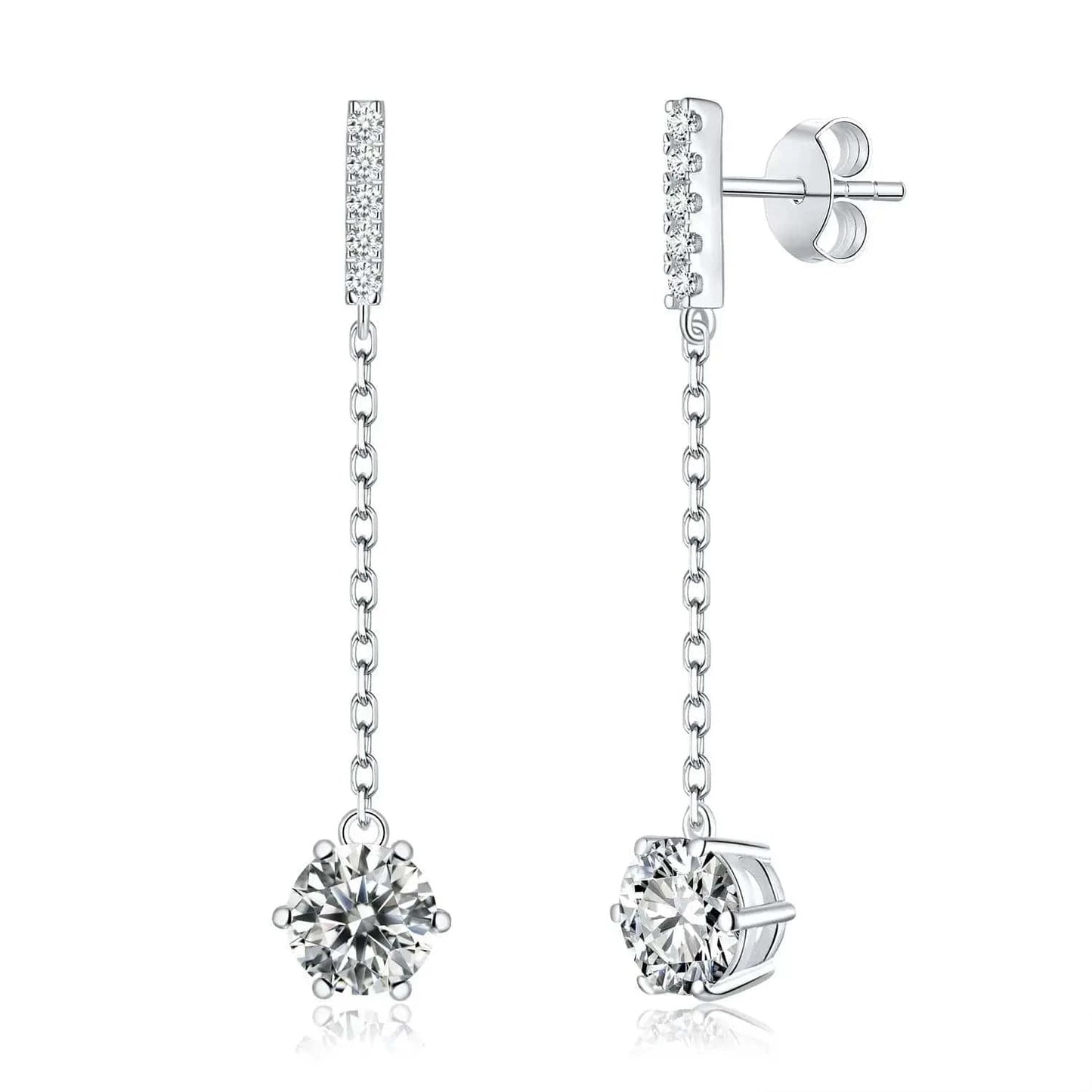 0.5ct / EN4005 simple 6 prong 1ct 0.5ct round cut mossanite silver drop dangle earring jewelry 925 silver gemstone drop earrings