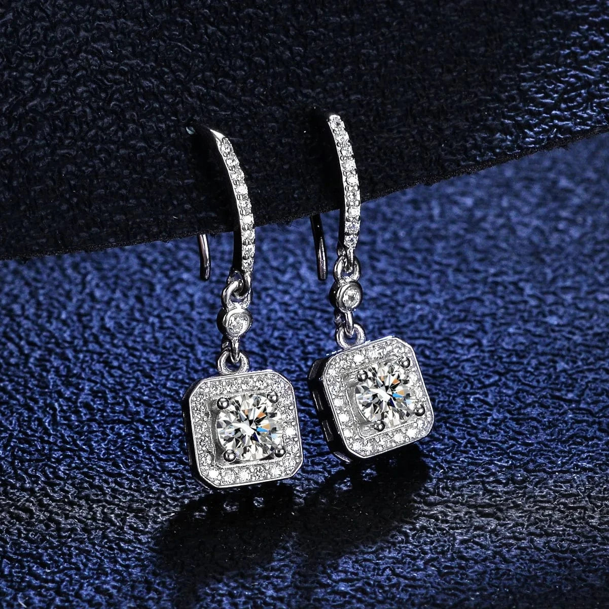 0.5ct / White Hoyon S925 Sterling Silver Moissanite Cluster Earrings Classic Square Cut Studs Personalized Gift Women Fine Jewelry Gold Main