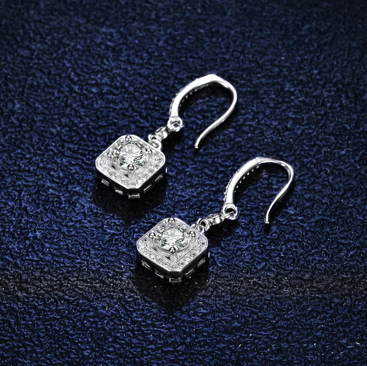 0.5ct / White Hoyon S925 Sterling Silver Moissanite Cluster Earrings Classic Square Cut Studs Personalized Gift Women Fine Jewelry Gold Main