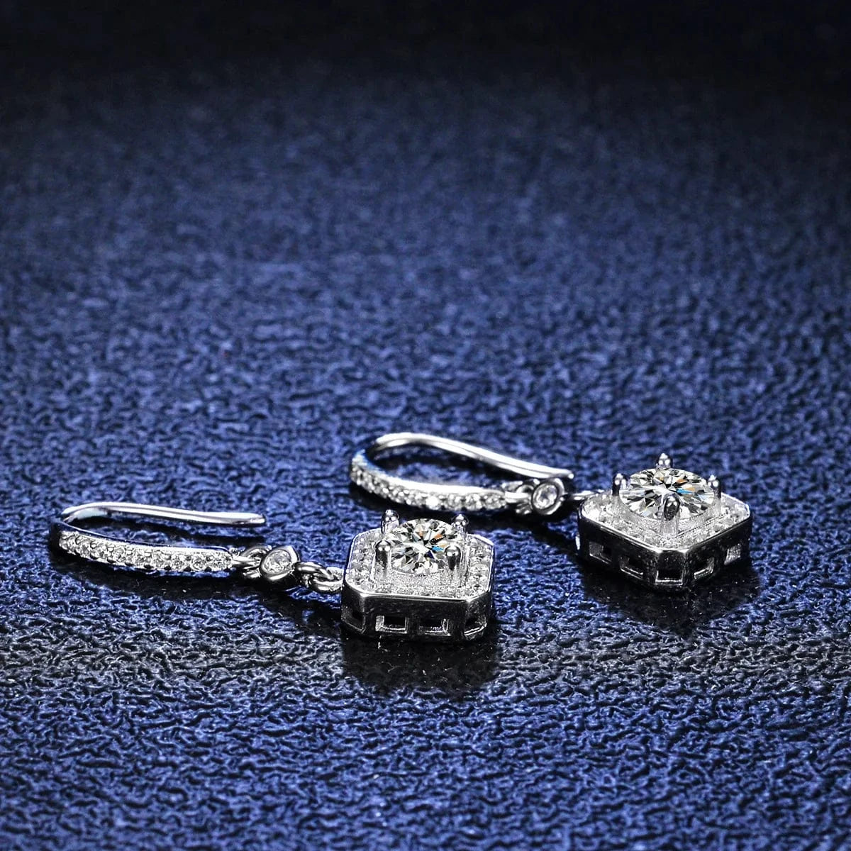 0.5ct / White Hoyon S925 Sterling Silver Moissanite Cluster Earrings Classic Square Cut Studs Personalized Gift Women Fine Jewelry Gold Main