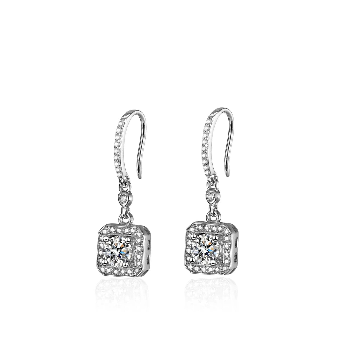0.5ct / White Hoyon S925 Sterling Silver Moissanite Cluster Earrings Classic Square Cut Studs Personalized Gift Women Fine Jewelry Gold Main