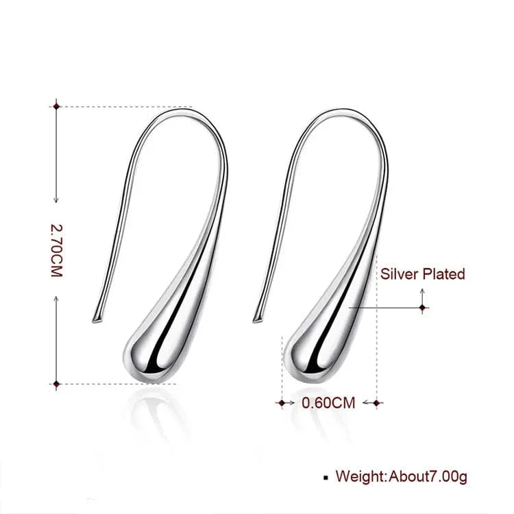 0.6*2.7cm / silver Fashion Jewelry Water Drop Teardrop Raindrop Earrings Simple Exaggerated And Fashionable Earring For Women Valentine Gifts