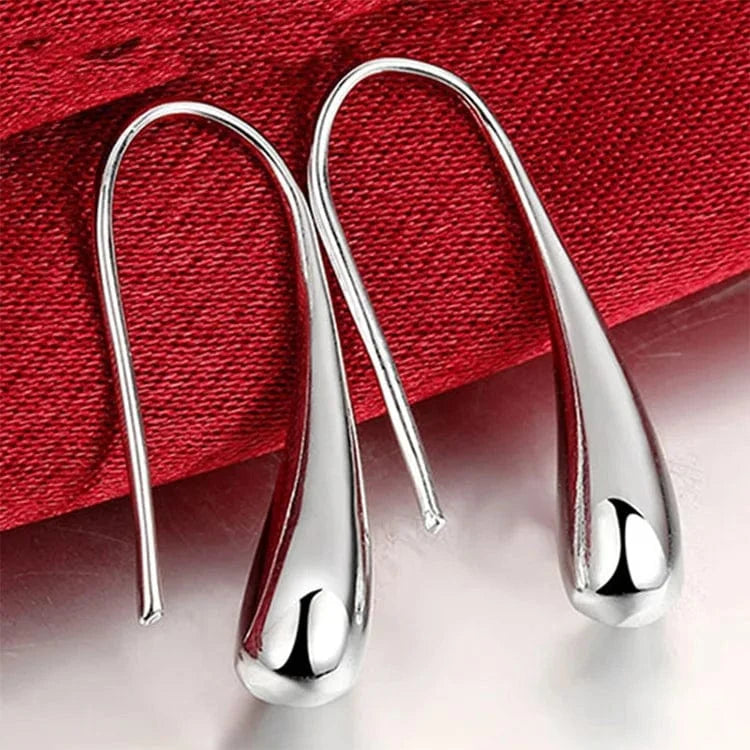 0.6*2.7cm / silver Fashion Jewelry Water Drop Teardrop Raindrop Earrings Simple Exaggerated And Fashionable Earring For Women Valentine Gifts