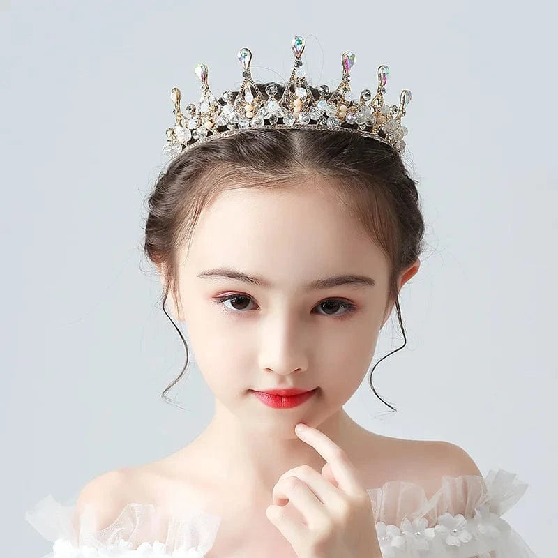 08# Birthday Gifts Crown Children's Crown Tiara Crystal Alloy Princess Head Wear Wholesale