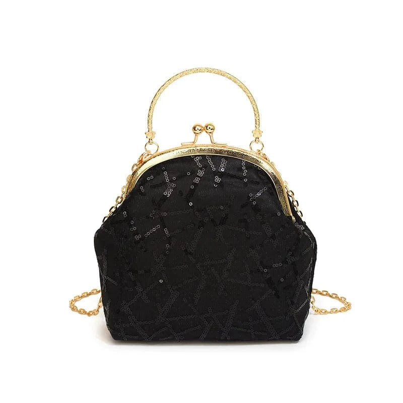 1 2024 Fashion Sequin Clutch Bag For Women Stylish Elegant Handbag Metal Golden Chain Clip Purse