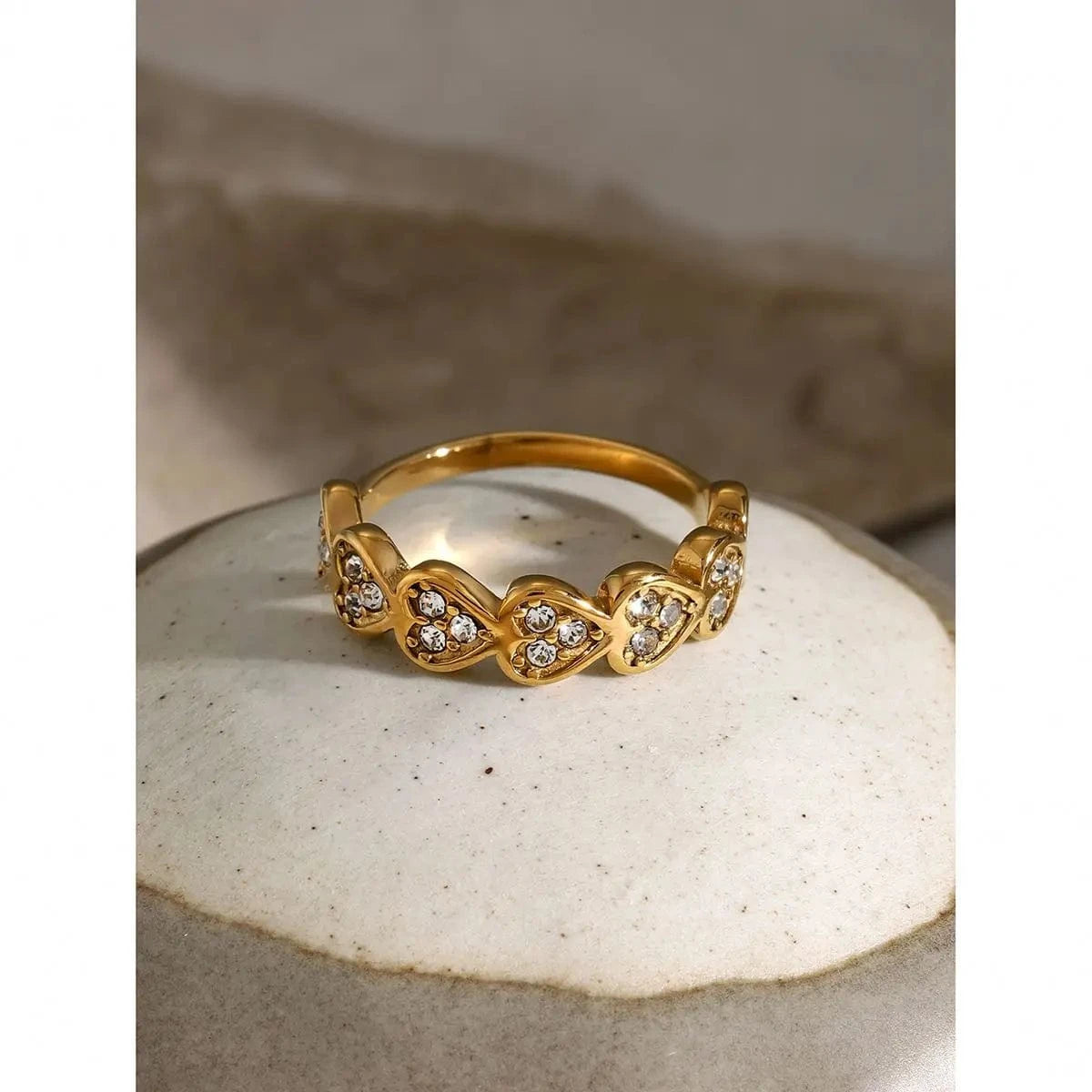 1.73cm / Trendy / R2616 R2616 J&D18K Gold Stainless Steel Love Crystal Heart Rings for Girls