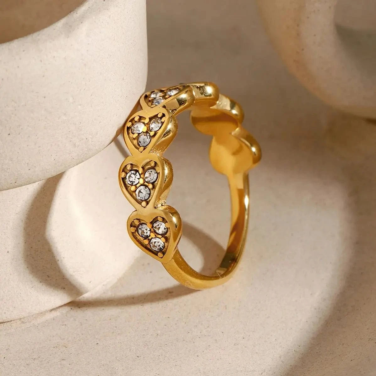 1.73cm / Trendy / R2616 R2616 J&D18K Gold Stainless Steel Love Crystal Heart Rings for Girls