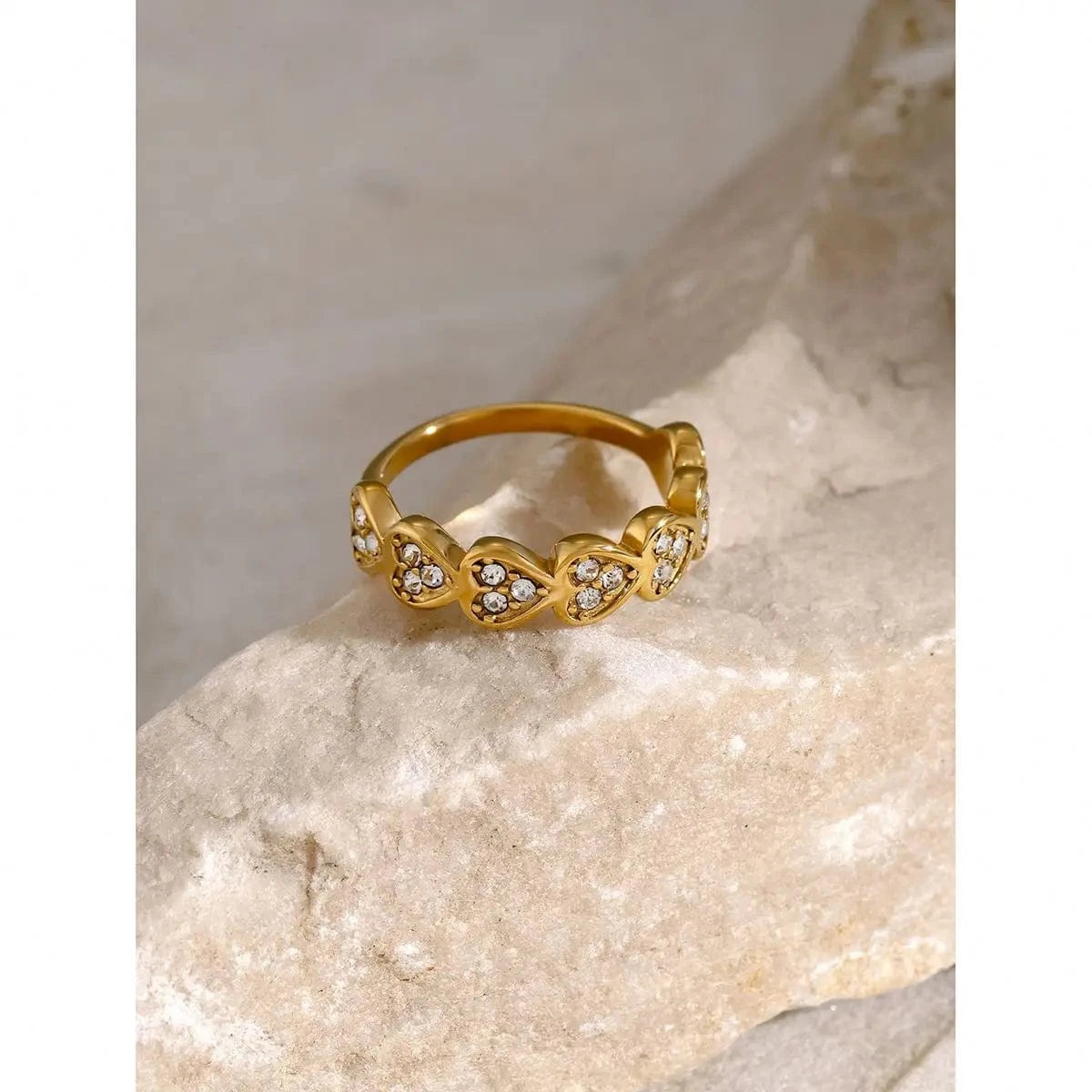 1.73cm / Trendy / R2616 R2616 J&D18K Gold Stainless Steel Love Crystal Heart Rings for Girls