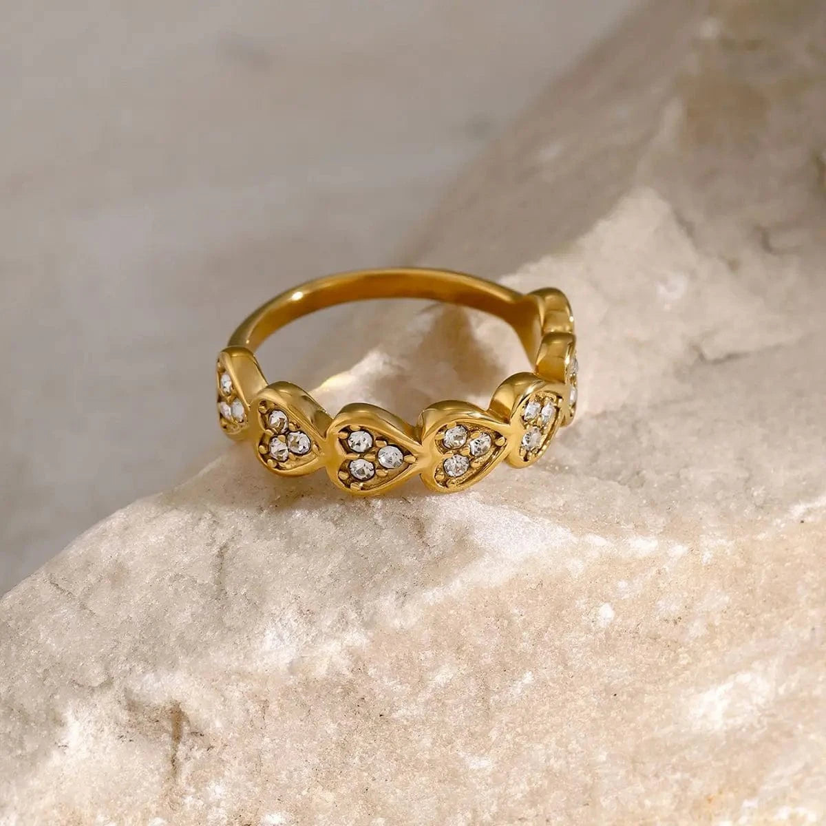 1.73cm / Trendy / R2616 R2616 J&D18K Gold Stainless Steel Love Crystal Heart Rings for Girls