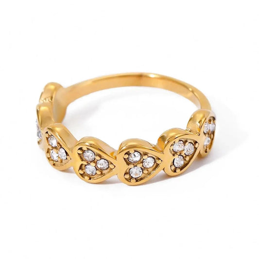 1.73cm / Trendy / R2616 R2616 J&D18K Gold Stainless Steel Love Crystal Heart Rings for Girls
