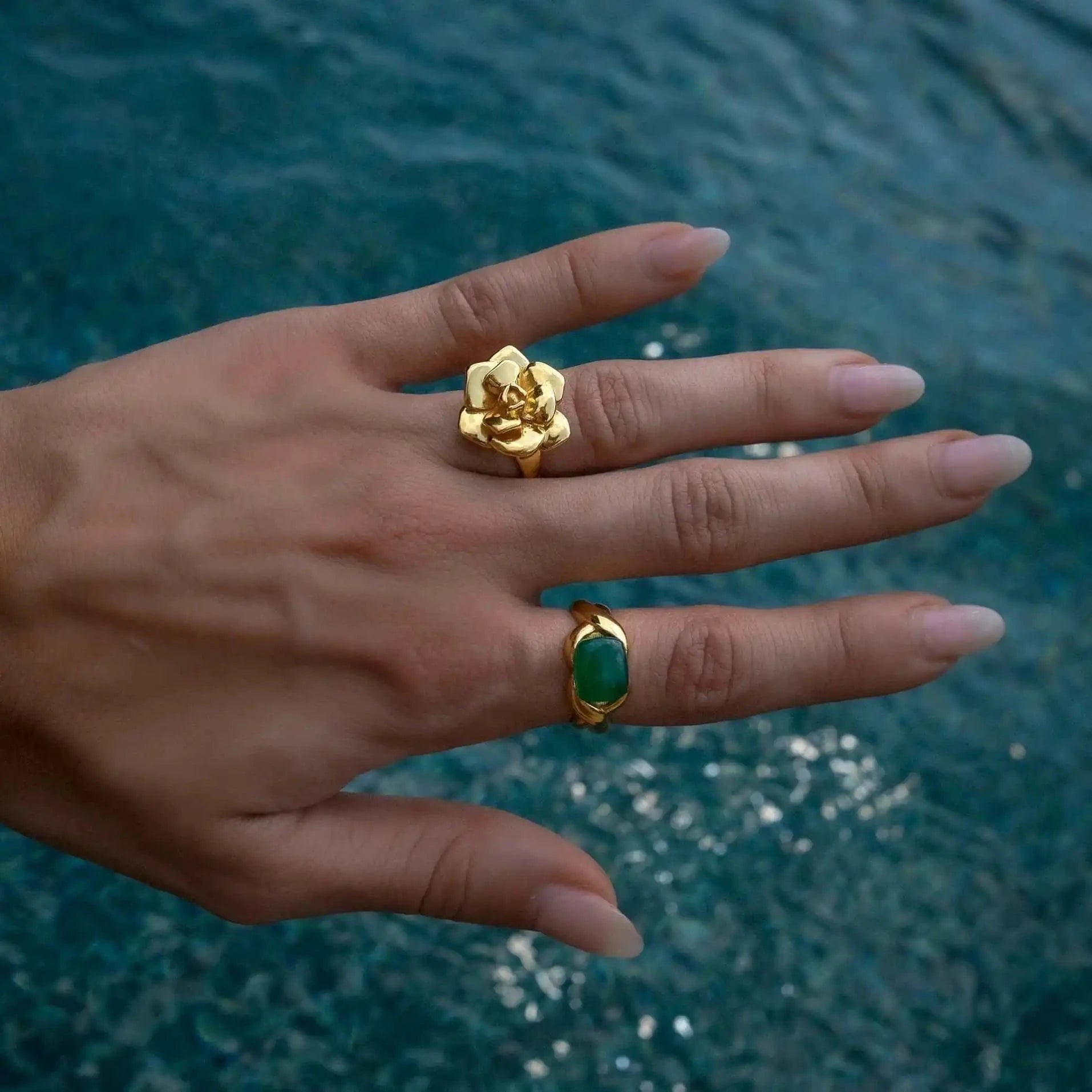 1.86cm / TRENDY / R1857 R1857 Ins Popular 18K Gold Plated Big Camellia Flower Finger Ring Stainless Steel Ring Fashion Jewelry