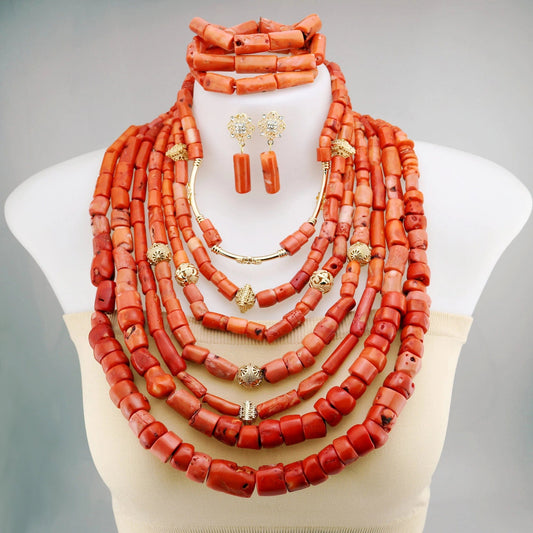 1 Nigerian popular bridal african wedding coral beads jewelry set fashion necklace jewelry set for women