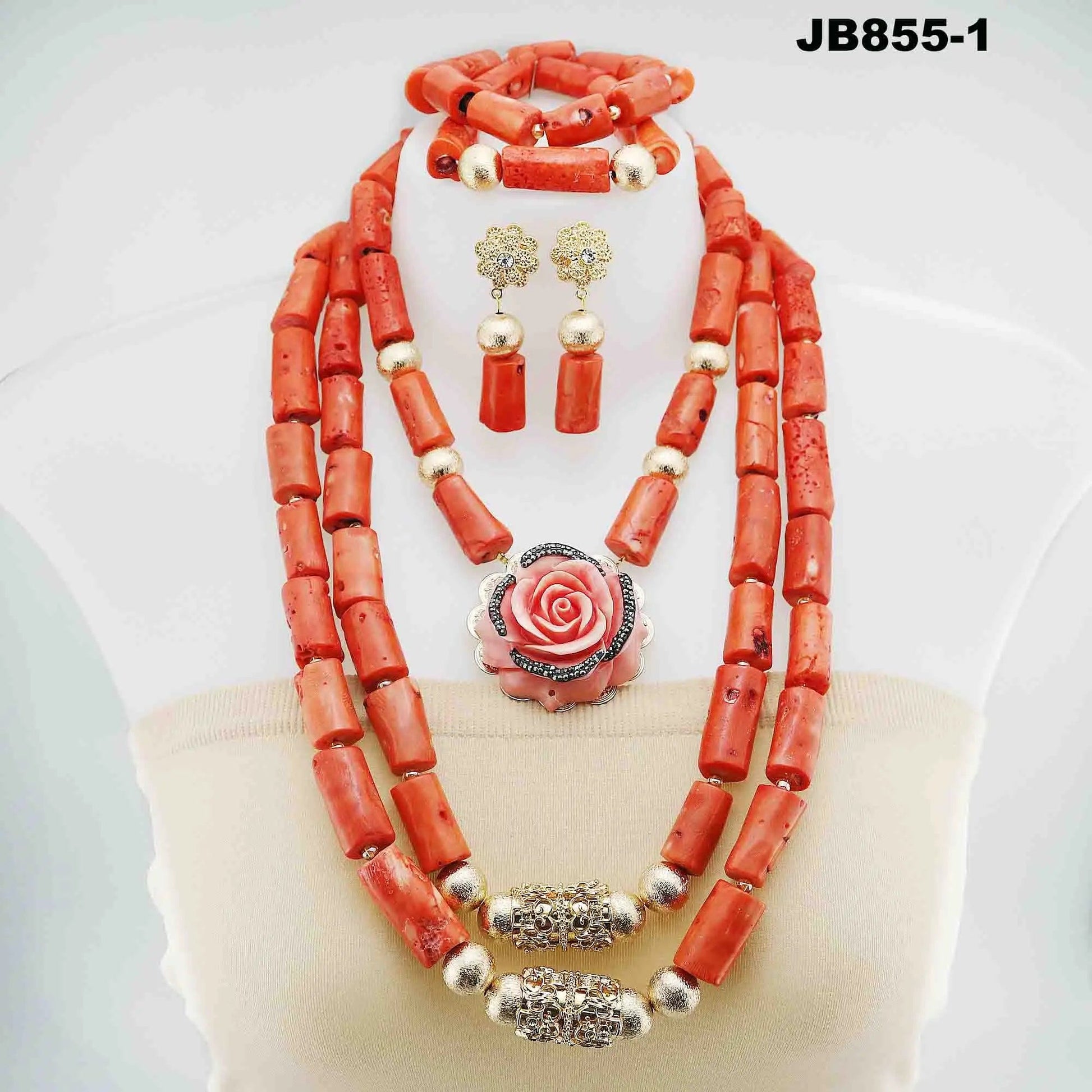 1 Nigerian popular bridal african wedding coral beads jewelry set fashion necklace jewelry set for women
