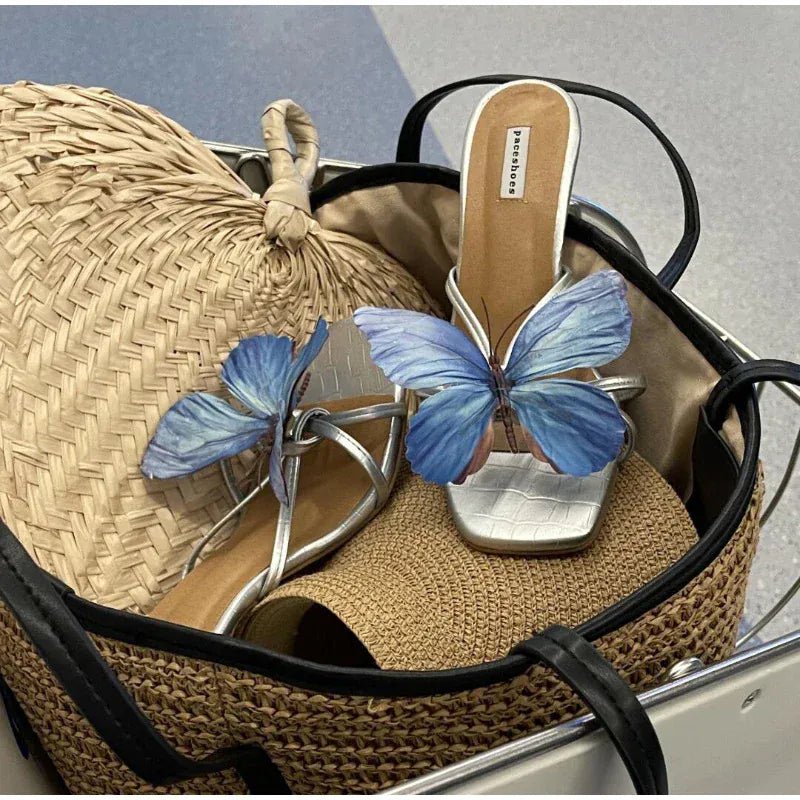 1 Pair Of Simulated Butterfly Decoration Fashion Cute Design Sweet Fresh Literary Ladies Flower Hole Shoes Sandals Accessories - SN Wigs & More