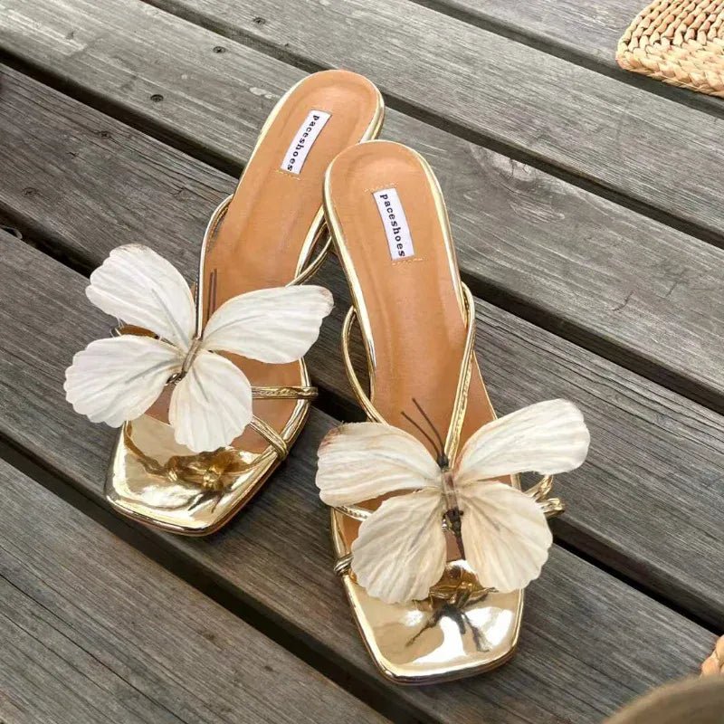 1 Pair Of Simulated Butterfly Decoration Fashion Cute Design Sweet Fresh Literary Ladies Flower Hole Shoes Sandals Accessories - SN Wigs & More