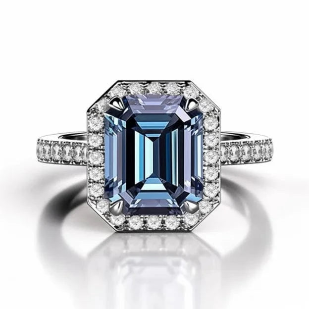 10.25 / 14K White Gold 3CT VVS1 Princess Cut Moissanite Ring MEDBOO 14K White Gold Fashion Wedding Ring 3CT Blue Moissanite Princess Cut Diamond Ring Fine Jewelry for Woman