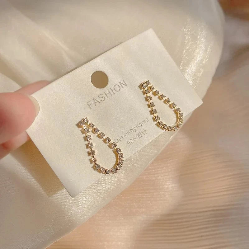 10-3133 Gold Crystal Long Chain Earrings 925 Silver Needle Butterfly Jewelry Women Fashion Pearl Flower Cluster Earrings