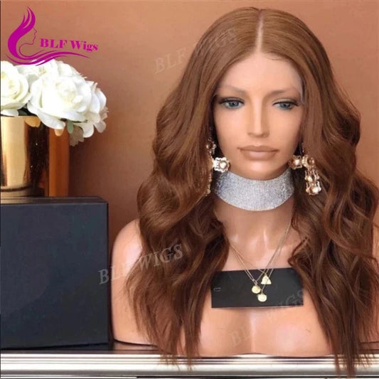 10 A Grade Natural Wave Color #33 Full Lace Wigs Brazilian Virgin Human Hair with Swiss Lace