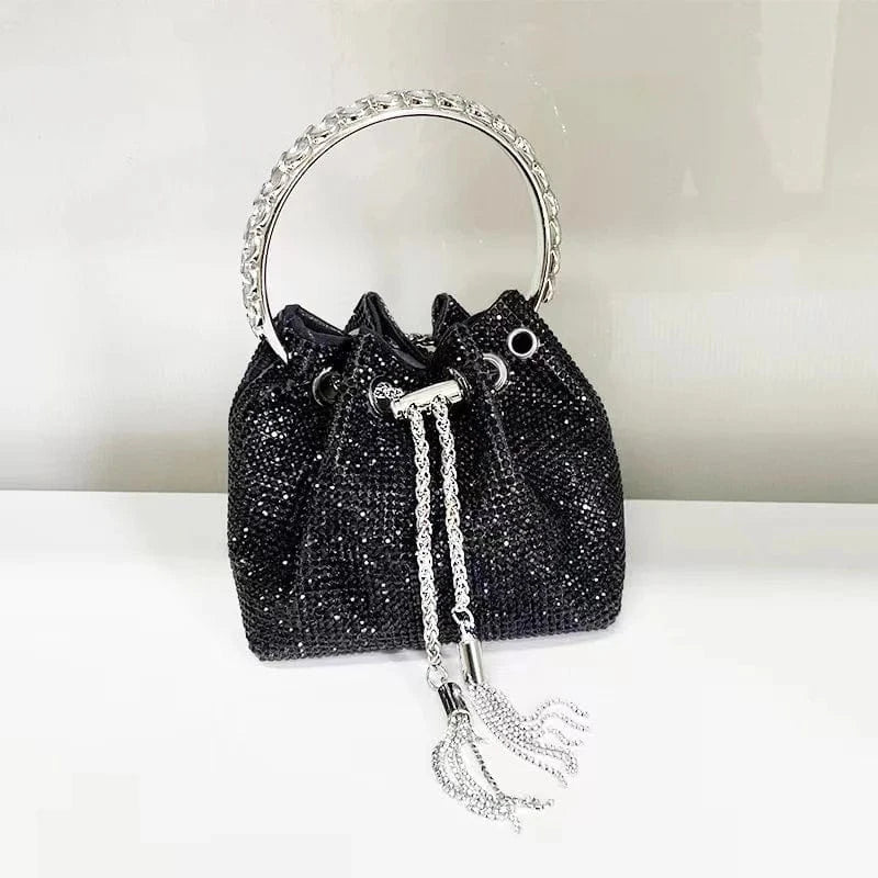 10 / Black bag Summer Fashion sandals rhinestone diamond fashion luxury shoes ladies 2024 heels handbag bag and shoes set for women