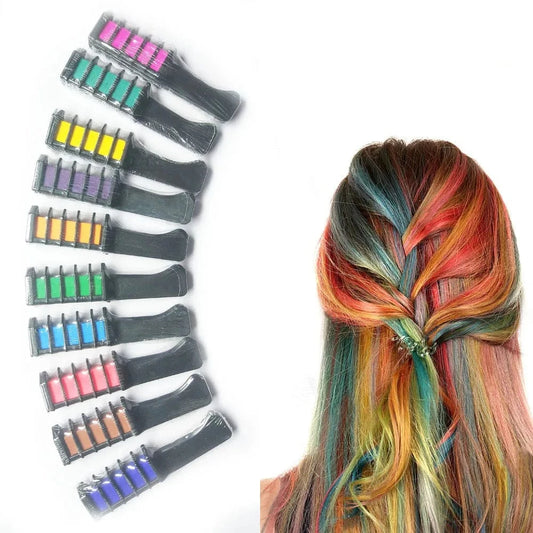 10 colours mix 10 Color Temporary Bright Hair Chalk Salon Party DIY Candle No Mess Round Hair Dye Hair Chalk Comb