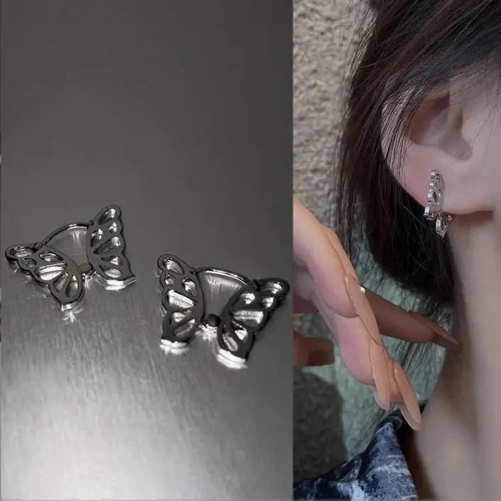 10-E4061 Crystal Long Chain Earrings 925 Silver Needle Butterfly Jewelry Women Fashion Pearl Flower Cluster Earrings