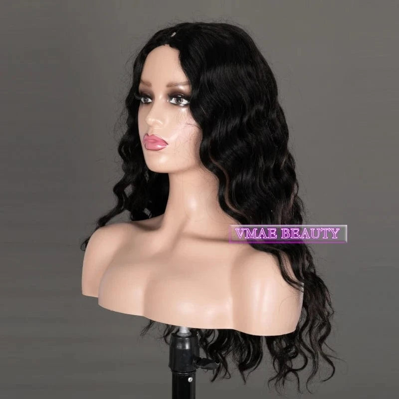 10 Inches / Natural Wave VMAE Mongolian Virgin Cuticle Aligned Raw Hair Afro Kinky Curly U Part Human Hair Wig with Lace Base Style 4C for Black Women