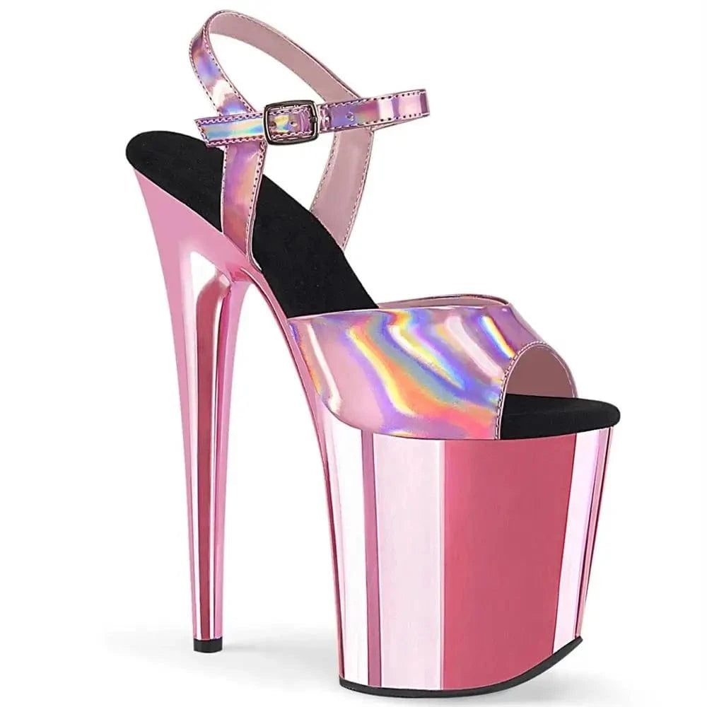 10 / Pink 8inch-20CM Heeled Sandals super high heel thin heel show banquet shoes one button waterproof platform pole dance sandals