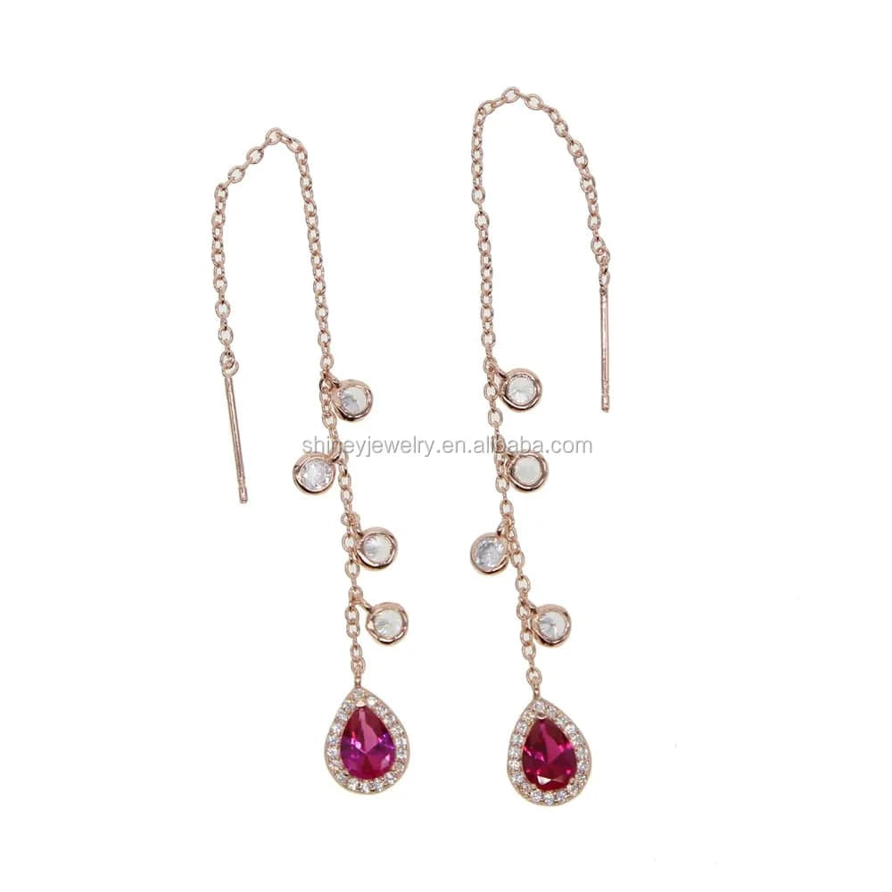 100% 925 sterling silver or brass jewelry wholesale drop shipping french romantic tassel cz drop charm earring