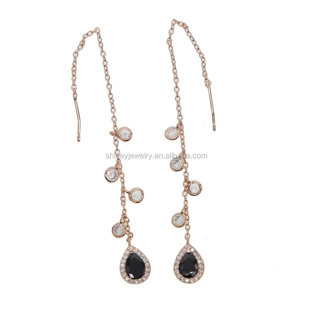 100% 925 sterling silver or brass jewelry wholesale drop shipping french romantic tassel cz drop charm earring