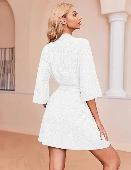 100% Cotton Wholesale Waffle Bathrobe Highly Breathable Waffle Robe in Bags and Rolls for Men Women