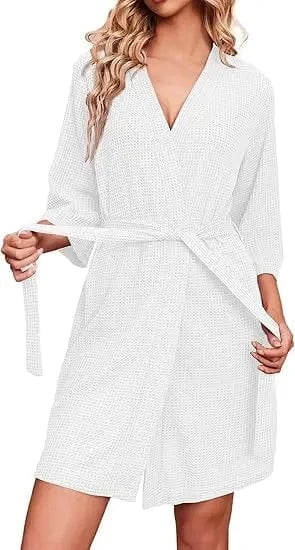 100% Cotton Wholesale Waffle Bathrobe Highly Breathable Waffle Robe in Bags and Rolls for Men Women