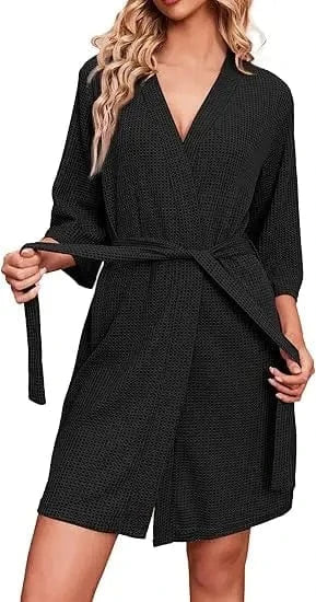100% Cotton Wholesale Waffle Bathrobe Highly Breathable Waffle Robe in Bags and Rolls for Men Women
