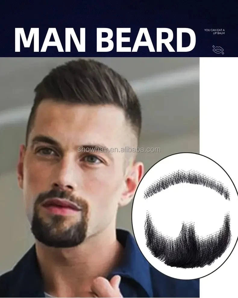 100% Virgin Human Hair men fake beard for sale, fake beards and moustaches beard wig for men, men's mustache and head hair wig