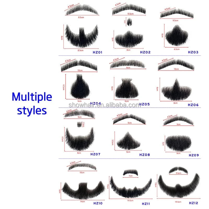100% Virgin Human Hair men fake beard for sale, fake beards and moustaches beard wig for men, men's mustache and head hair wig