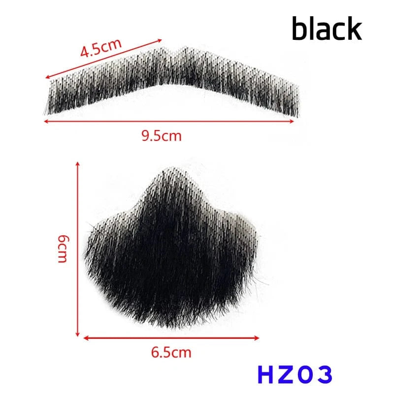 100% Virgin Human Hair men fake beard for sale, fake beards and moustaches beard wig for men, men's mustache and head hair wig