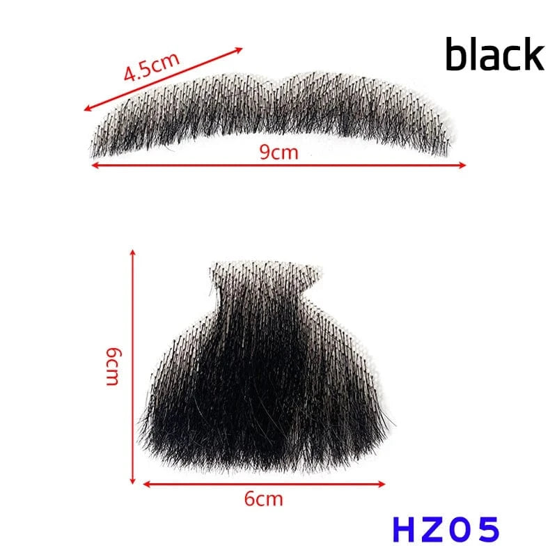 100% Virgin Human Hair men fake beard for sale, fake beards and moustaches beard wig for men, men's mustache and head hair wig