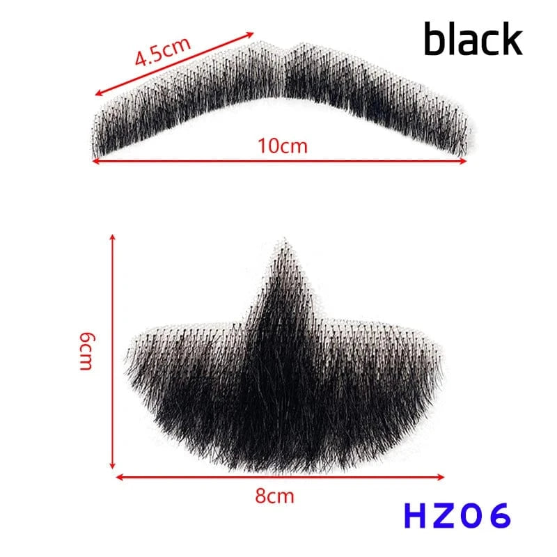 100% Virgin Human Hair men fake beard for sale, fake beards and moustaches beard wig for men, men's mustache and head hair wig