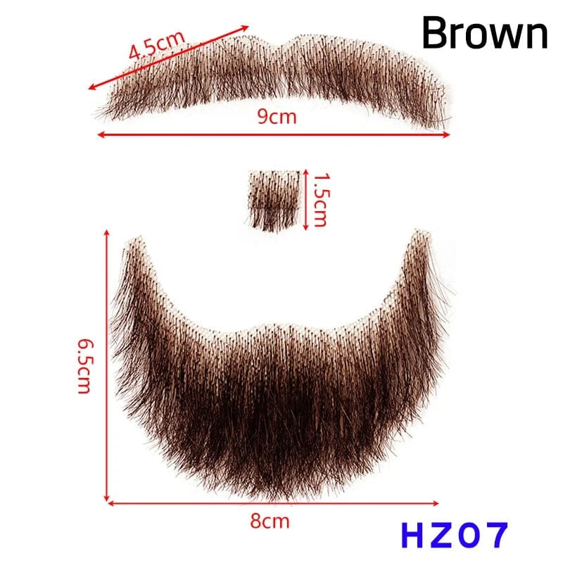 100% Virgin Human Hair men fake beard for sale, fake beards and moustaches beard wig for men, men's mustache and head hair wig