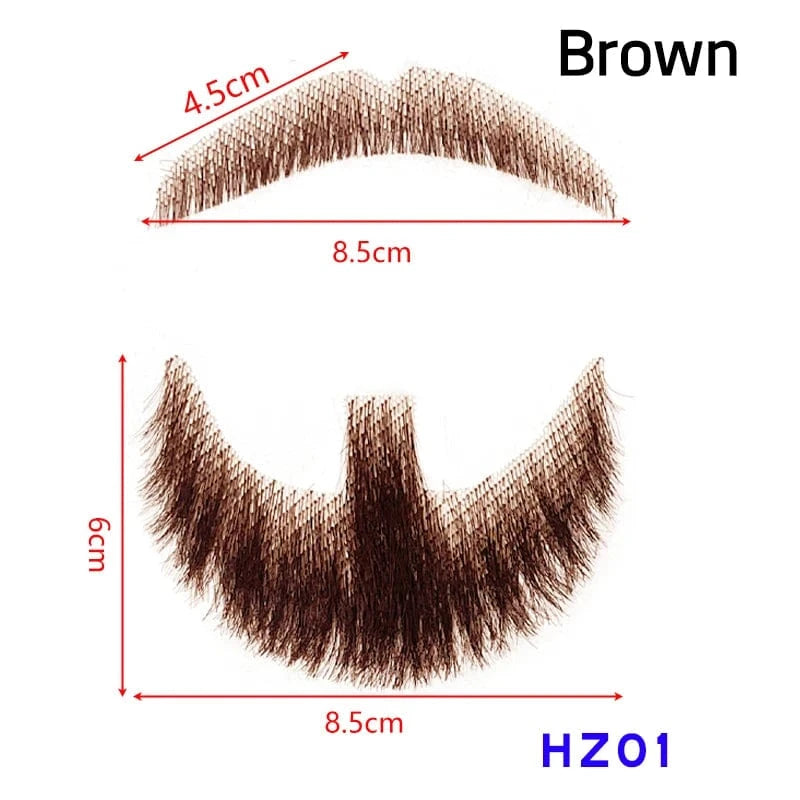 100% Virgin Human Hair men fake beard for sale, fake beards and moustaches beard wig for men, men's mustache and head hair wig