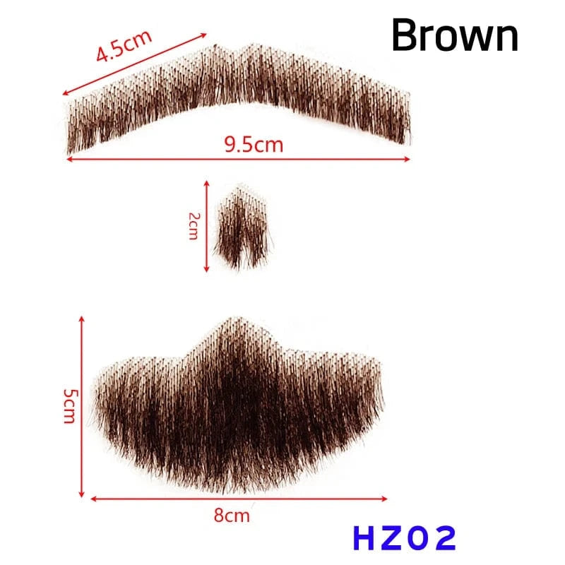 100% Virgin Human Hair men fake beard for sale, fake beards and moustaches beard wig for men, men's mustache and head hair wig
