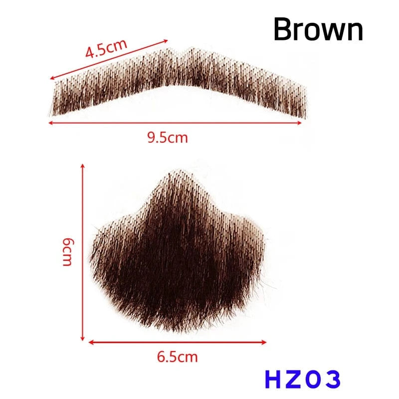 100% Virgin Human Hair men fake beard for sale, fake beards and moustaches beard wig for men, men's mustache and head hair wig