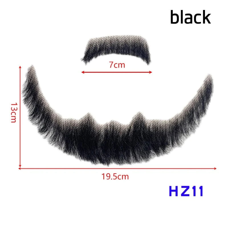 100% Virgin Human Hair men fake beard for sale, fake beards and moustaches beard wig for men, men's mustache and head hair wig