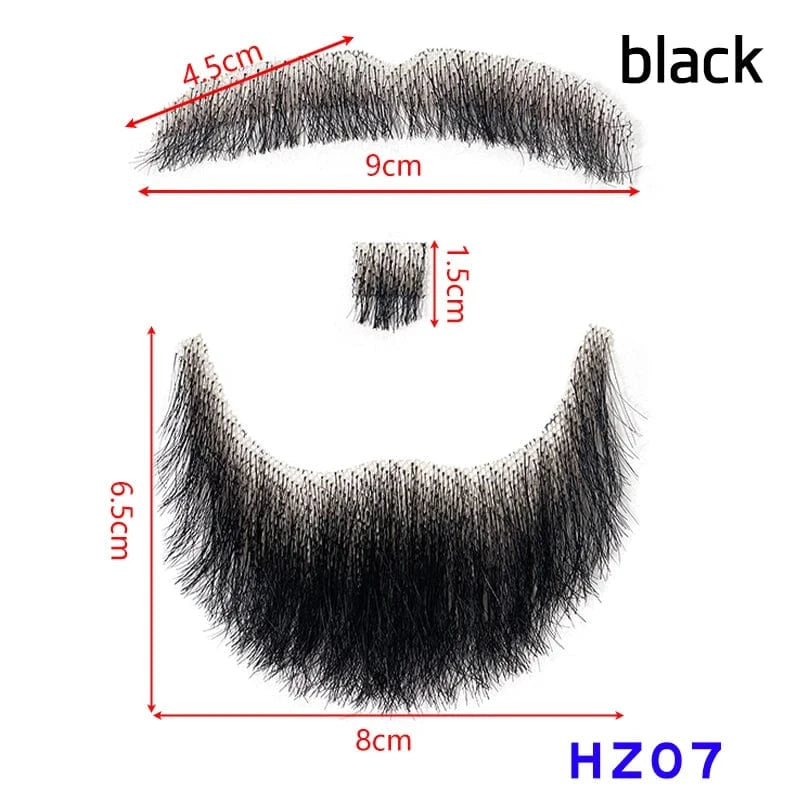 100% Virgin Human Hair men fake beard for sale, fake beards and moustaches beard wig for men, men's mustache and head hair wig
