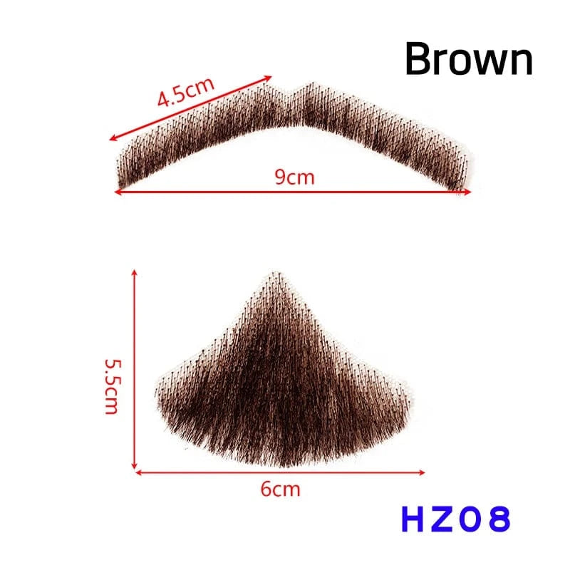 100% Virgin Human Hair men fake beard for sale, fake beards and moustaches beard wig for men, men's mustache and head hair wig