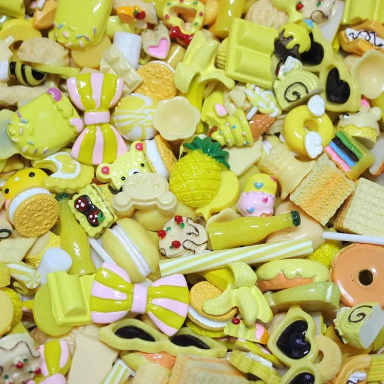 100pcs/Bag Kawaii Accessories Resin Charms Christmas Candy Flower Fruit Nail Art DIY Accessories 3D Nail Charms