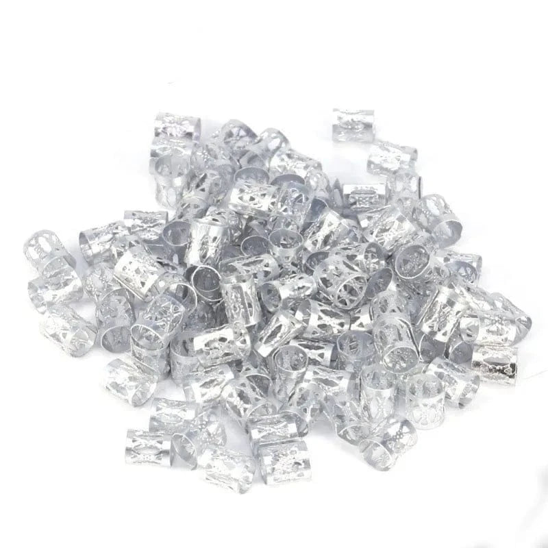 100pcs  Hair Beads For Dreadlocks Braid Cuff Clip Red Silver Golden Blue Green Crochet Braid Tools Braid Accessories Hair Beads